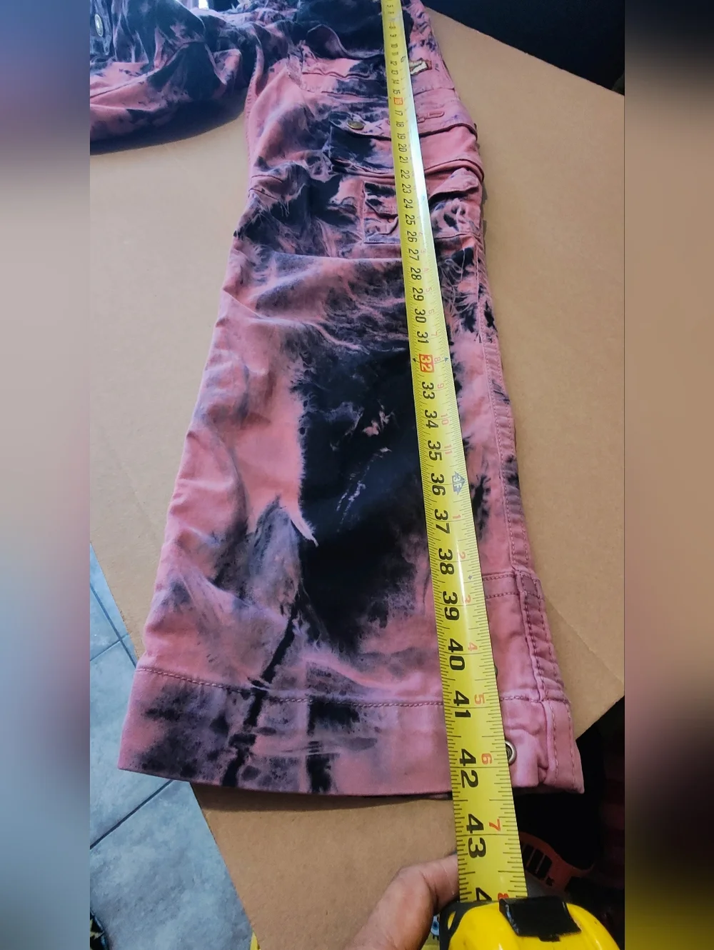 Vintage Rock Revival Pink and Black Tie-Dye Cargo Pants - Picture 14 of 16